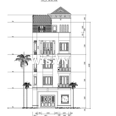 Thiết kế kiến trúc nhà Anh Bình kích thước ngang 5,3 Mét dài 10 Mét tại Thụy Khuê - Tây Hồ - Tp . Hà Nội